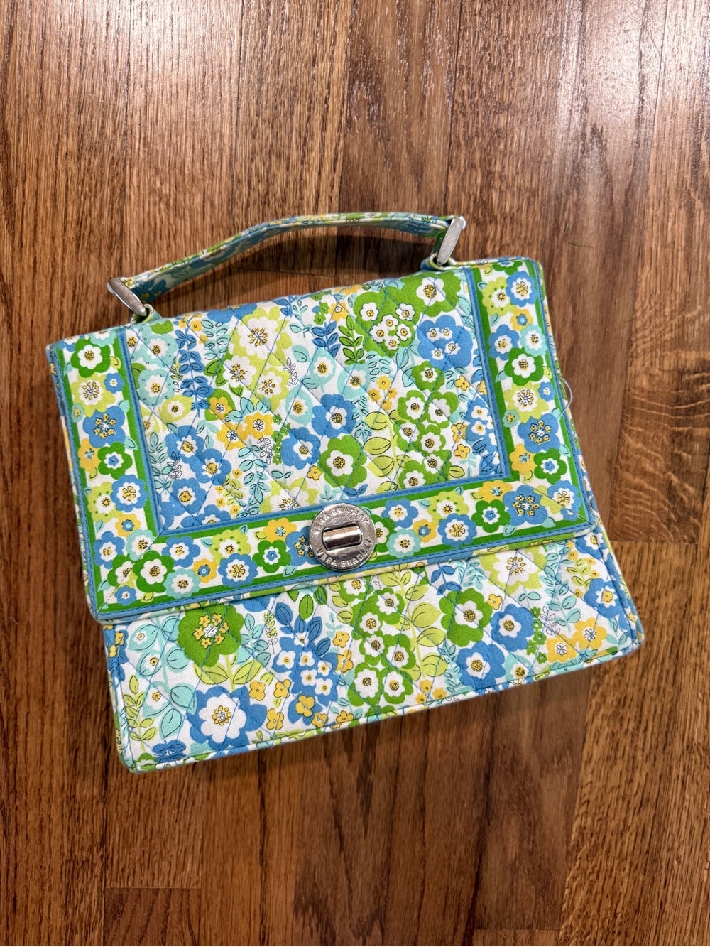 Vera Bradley Quilted Floral Top-Handle Bag in Blue & Green